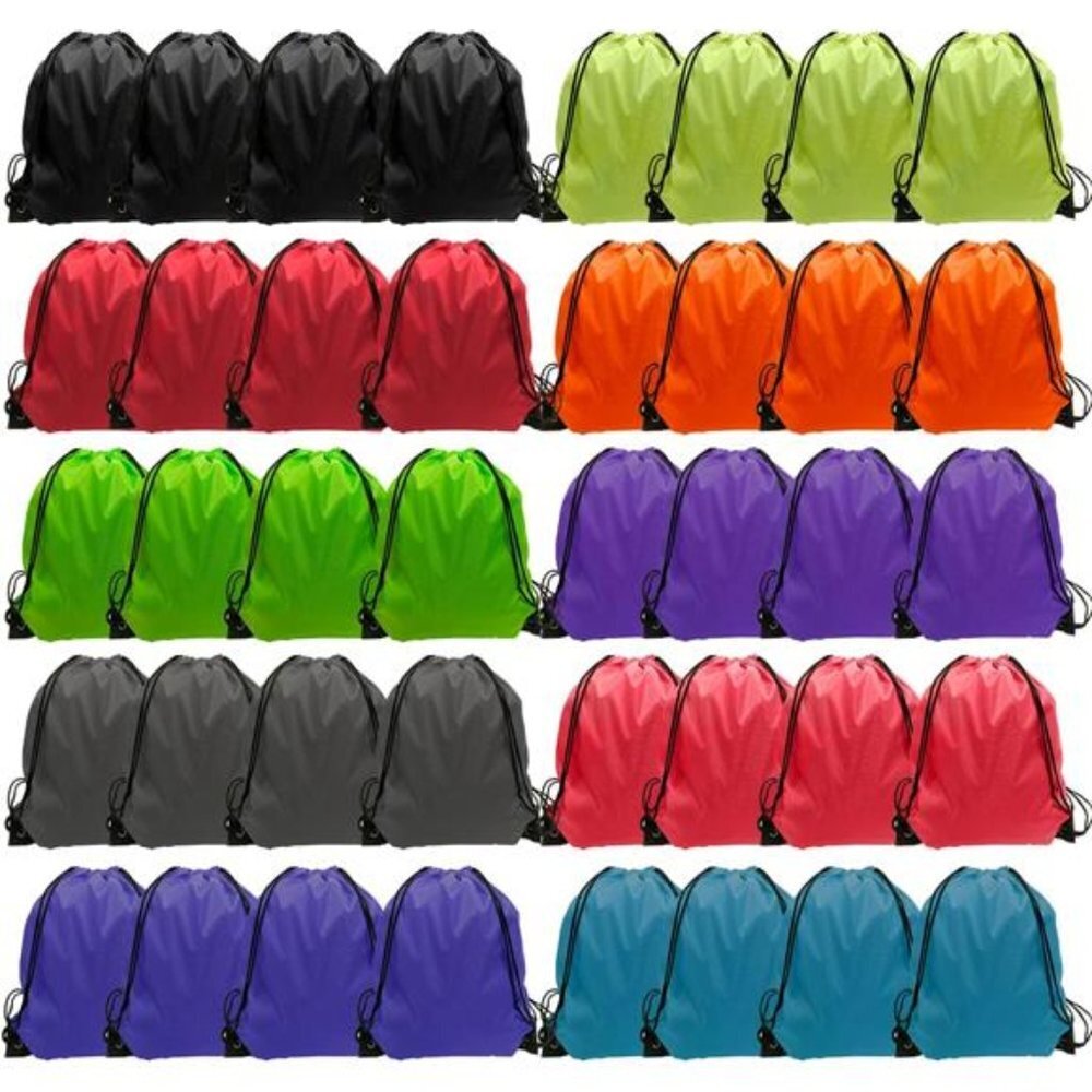 Drawstring Backpack 40 Pcs Cinch Bags Drawstring Bags Bulk Nylon 10 Colors